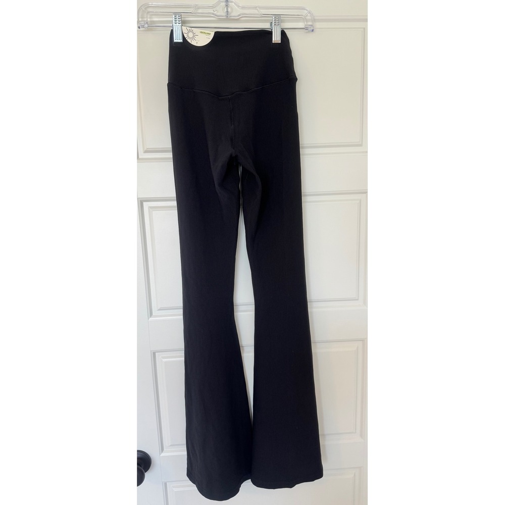 Offline by Aerie Hi Rise‎ Real Me Flare Women's size Small Black Waffle Knit